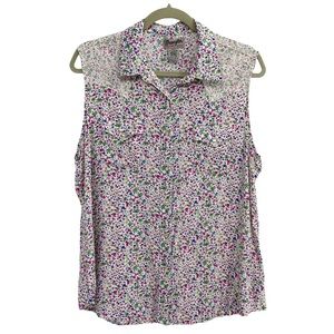 Wrangler Top Sleeveless Pearl Snaps Floral Lace